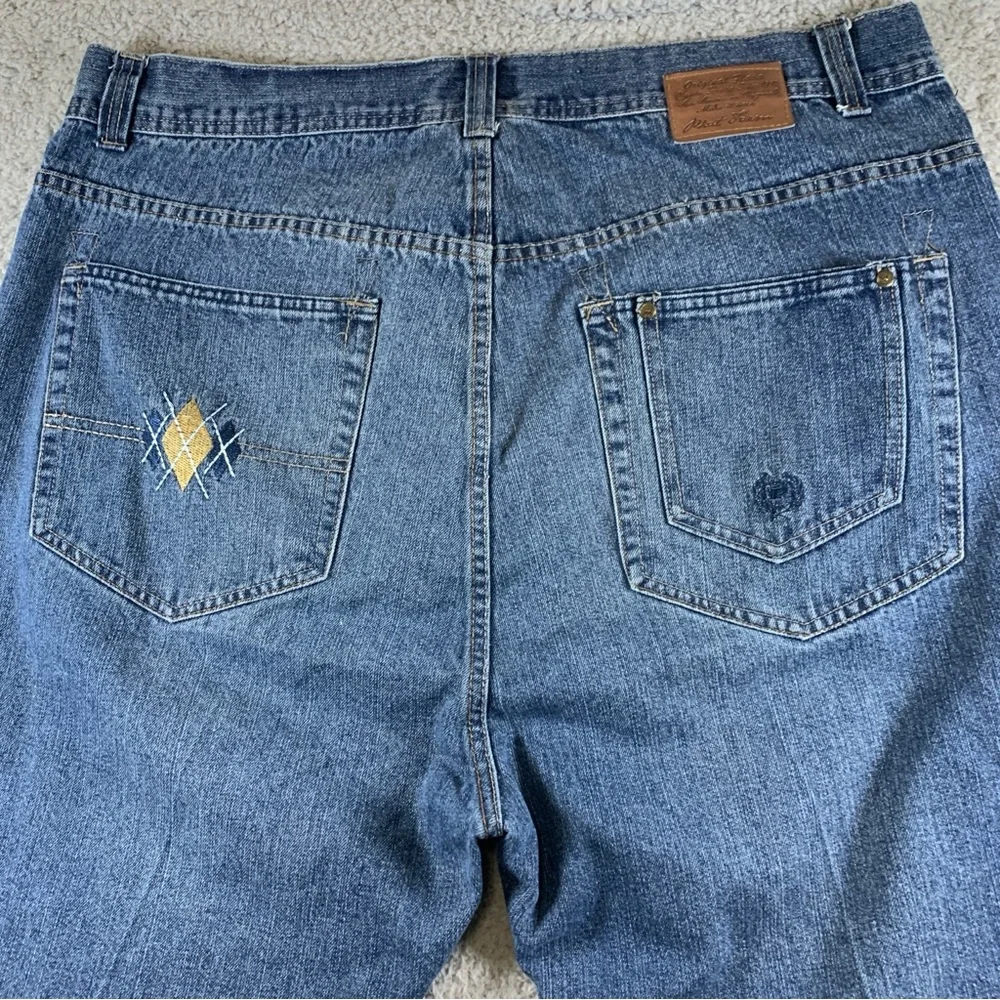 PHAT FARM Jeans Men's Zip Fly Embroidered Cotton Blue Denim 44x32 (Actual 42x30)
